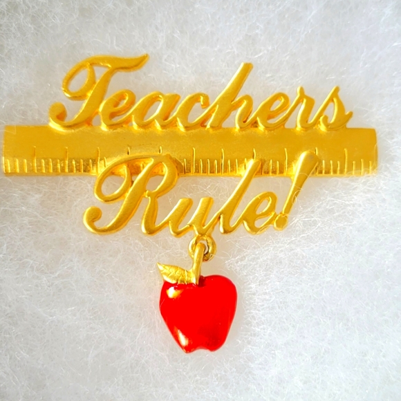 Beautiful Teachers Rule Brooch JJ Jonette - Picture 1 of 4